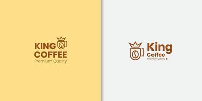 concept de logo king coffee shop avec couronne et modèle de conception de tasse à café vecteur