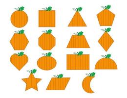 formes de citrouilles pour que les enfants créent des jeux et des feuilles de travail. ressource éducative pour les centres de mathématiques. Clipart de formes 2D. tomber, automne, halloween, action de grâces vecteur