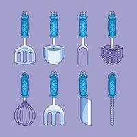 conception d'ustensiles de cuisine de style dessin animé vecteur