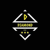 conception de diamant et 3 étoiles pour t-shirt sur fond noir vecteur