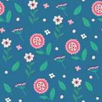 motif floral bleu et rose vecteur