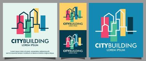 modèle de conception de logo de construction de ville vecteur