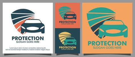 modèle de logo d'assurance de protection de voiture vecteur