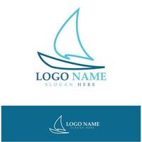 simple voilier dhow bateau sur mer océan vague art style logo design, croisières quotidiennes, voyage en mer, illustration d'icône vectorielle vecteur