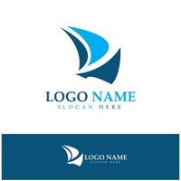 simple voilier dhow bateau sur mer océan vague art style logo design, croisières quotidiennes, voyage en mer, illustration d'icône vectorielle vecteur