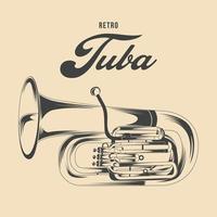 illustration vectorielle de tuba jazz vintage rétro vecteur