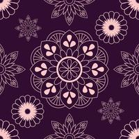 modèle sans couture avec des fleurs. fond de conception de mandala décoratif ornemental créatif. illustration vectorielle. vecteur