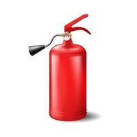 modèle d'extincteur portable rouge. cylindre anti-incendie en acier avec spray noir et capteur de pression vecteur