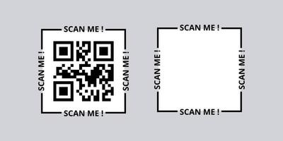 scannez-moi le modèle qr. code de capture numérique avec technologie d'identification de la bannière d'application et des informations de code à barres en ligne des marchandises avec possibilité de vérifier et de vérifier le smartphone du lecteur Web sur le vecteur. vecteur