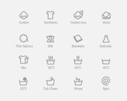 jeu d'icônes de modes de machine à laver vecteur