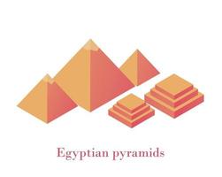 isométriques des pyramides égyptiennes. ancienne merveille du complexe mondial des trois pyramides blocs jaunes de gizeh. vecteur
