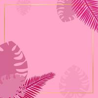 cadre doré avec des feuilles tropicales. feuilles de jungle, plante de philodendron. illustration vectorielle de feuillage des arbres de la forêt tropicale. vecteur