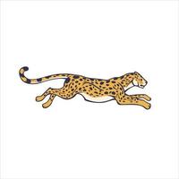animal de dessin animé guepard courir vite à grande vitesse isolé sur fond blanc vecteur