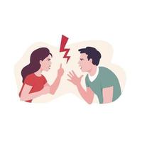 la femme et l'homme se disputent avec colère, des graphiques de dessin animé. vecteur