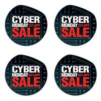 ensemble d'autocollants de vente cyber lundi 15, 25, 35, 45 de réduction vecteur