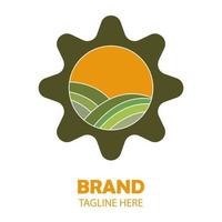 plantation au soleil brûlant logo icône logo vecteur