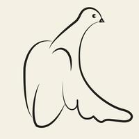 colombe d'art en ligne. dessin de logo de pigeon volant. illustration vectorielle noir et blanc. bon pour la carte de voeux, la bannière, le dépliant et l'affiche vecteur