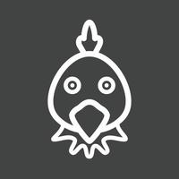 icône inversée de ligne de visage de poulet vecteur