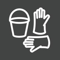 icône inversée de ligne de godet et de gants vecteur