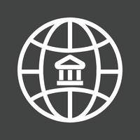 icône inversée de la ligne des banques mondiales vecteur