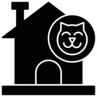 icône de la maison de chat, thème de l'animalerie vecteur