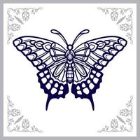 beaux arts de mandala de papillon. isolé sur fond blanc vecteur