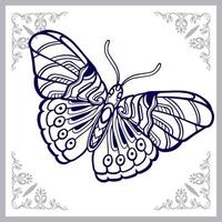 beaux arts de mandala de papillon. isolé sur fond blanc vecteur