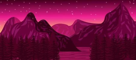 fond d'illustration de paysage de chaîne de montagnes violet rouge vecteur