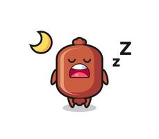 illustration de personnage de saucisse dormir la nuit vecteur