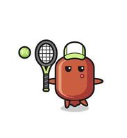 personnage de dessin animé de saucisse en tant que joueur de tennis vecteur