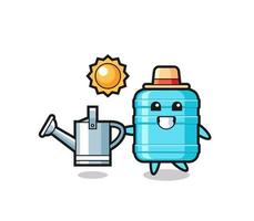 personnage de dessin animé d'une bouteille d'eau d'un gallon tenant un arrosoir vecteur