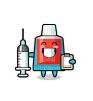 mascotte illustration de dentifrice en tant que médecin vecteur