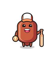 personnage de dessin animé de saucisse en tant que joueur de baseball vecteur