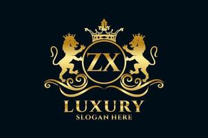 modèle de logo de luxe royal lion lettre initiale zx dans l'art vectoriel pour des projets de marque luxueux et d'autres illustrations vectorielles.