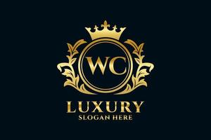 modèle de logo de luxe royal lettre wc initial dans l'art vectoriel pour les projets de marque luxueux et autres illustrations vectorielles.