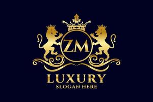 modèle de logo de luxe royal lion lettre initiale zm dans l'art vectoriel pour les projets de marque de luxe et autres illustrations vectorielles.