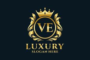 modèle de logo de luxe royal de lettre initiale ve dans l'art vectoriel pour des projets de marque luxueux et d'autres illustrations vectorielles.