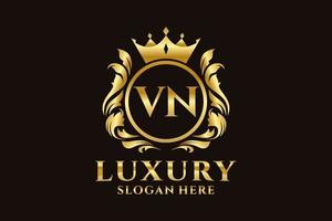 modèle initial de logo de luxe royal de lettre vn dans l'art vectoriel pour des projets de marque luxueux et d'autres illustrations vectorielles.