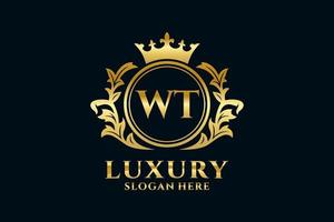modèle de logo de luxe royal lettre initiale wt dans l'art vectoriel pour les projets de marque de luxe et autres illustrations vectorielles.