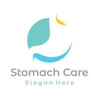 création de logo de modèle de santé de l'estomac et de soins de l'estomac. signe de logo pour médecin, entreprise et image de marque. vecteur