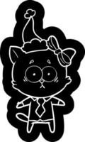 icône de dessin animé d'un chat portant un bonnet de noel vecteur