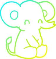 ligne de gradient froid dessinant un éléphant de dessin animé mignon vecteur