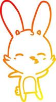 ligne de gradient chaud dessinant un dessin animé de lapin curieux vecteur