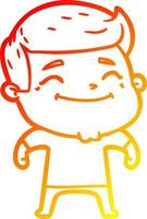 ligne de gradient chaud dessinant un homme de dessin animé heureux vecteur