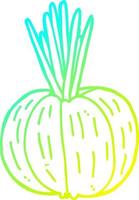 ligne de gradient froid dessinant des légumes de dessin animé vecteur