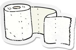 autocollant rétro en détresse d'un rouleau de papier toilette de dessin animé vecteur