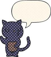 chat de dessin animé mignon et bulle de dialogue dans le style de la bande dessinée vecteur