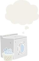 machine à laver de dessin animé et bulle de pensée dans un style rétro vecteur