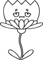 fleur de dessin animé dessin au trait vecteur