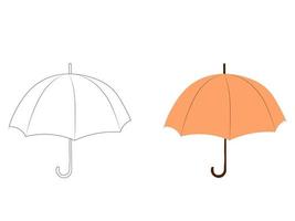 illustration vectorielle d'un parapluie ouvert dans un style plat et contour. coloration parapluie. vecteur